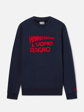 Sweat-shirt Soho en coton Navy blue avec broderie Uomo Ragno | Special edition 