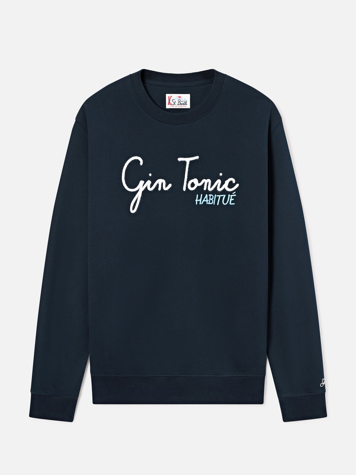 Navy blue Soho Sweatshirt aus Baumwolle mit Gin Tonic Habitué Stickerei 