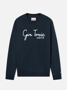 Navy blue Soho Sweatshirt aus Baumwolle mit Gin Tonic Habitué Stickerei 