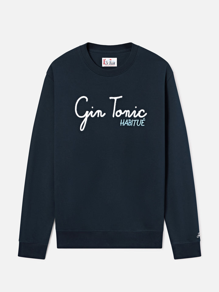 Sweat-shirt Soho en coton Navy blue avec broderie Gin Tonic Habitué 