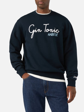 Navy blue Soho Sweatshirt aus Baumwolle mit Gin Tonic Habitué Stickerei 
