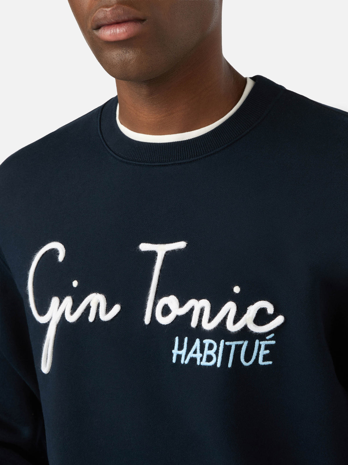 Navy blue Soho Sweatshirt aus Baumwolle mit Gin Tonic Habitué Stickerei 