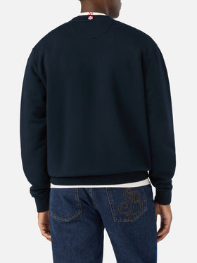 Navy blue Soho Sweatshirt aus Baumwolle mit Gin Tonic Habitué Stickerei 