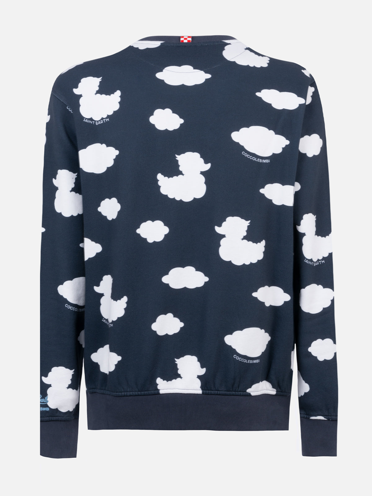 Crewneck blue sweatshirt with Coccole e nuvole embroidery | COCCOLEBIMBI SPECIAL EDITION - MC2 Saint Barth