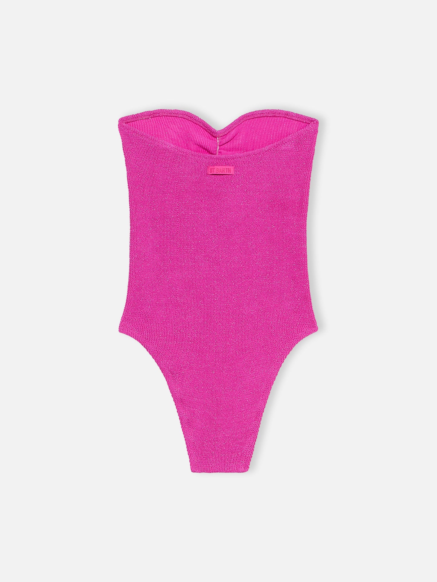 Maillot de bain une pièce bandeau en lurex fuchsia pour femme Soleil 