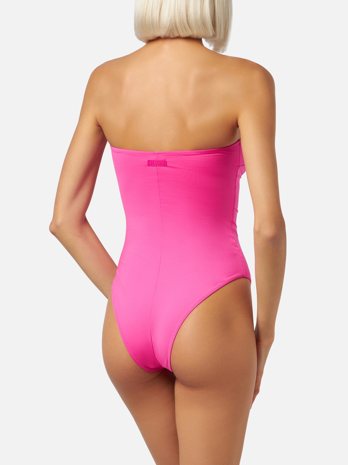 Soleil fuchsia strapless one-piece swimsuit