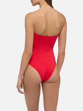 Soleil red strapless one-piece swimsuit - MC2 Saint Barth