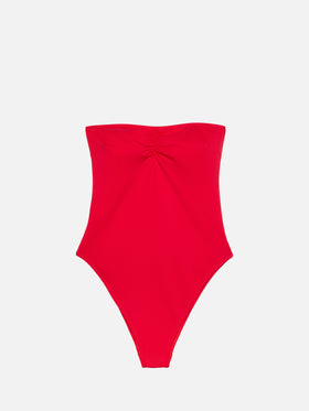 Soleil red strapless one-piece swimsuit - MC2 Saint Barth
