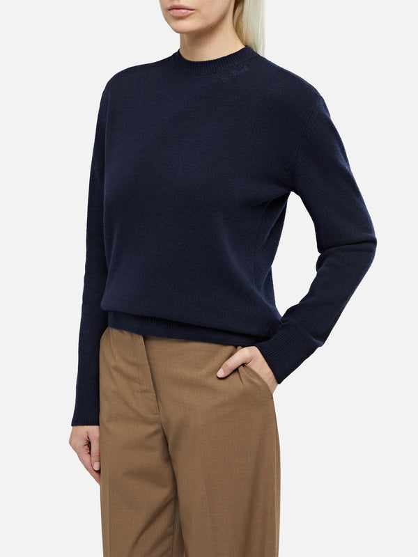 Marineblauer Pullover Sorbonne aus Kaschmirmischung für Damen