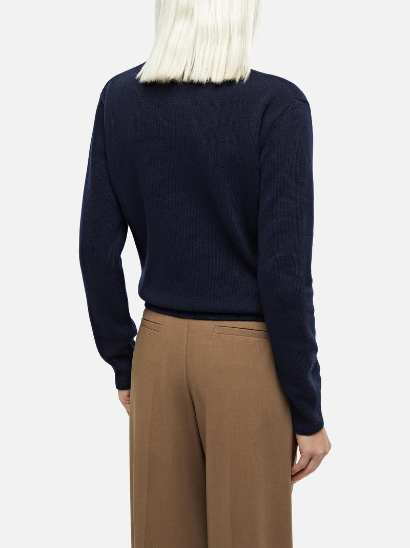 Woman navy blue cashmere blend sweater Sorbonne