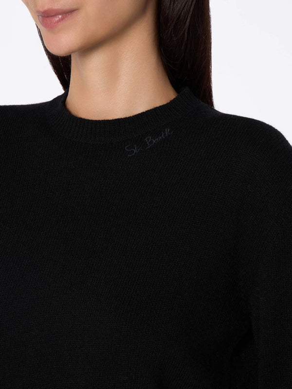 Woman blended cashmere black sweater Sorbonne