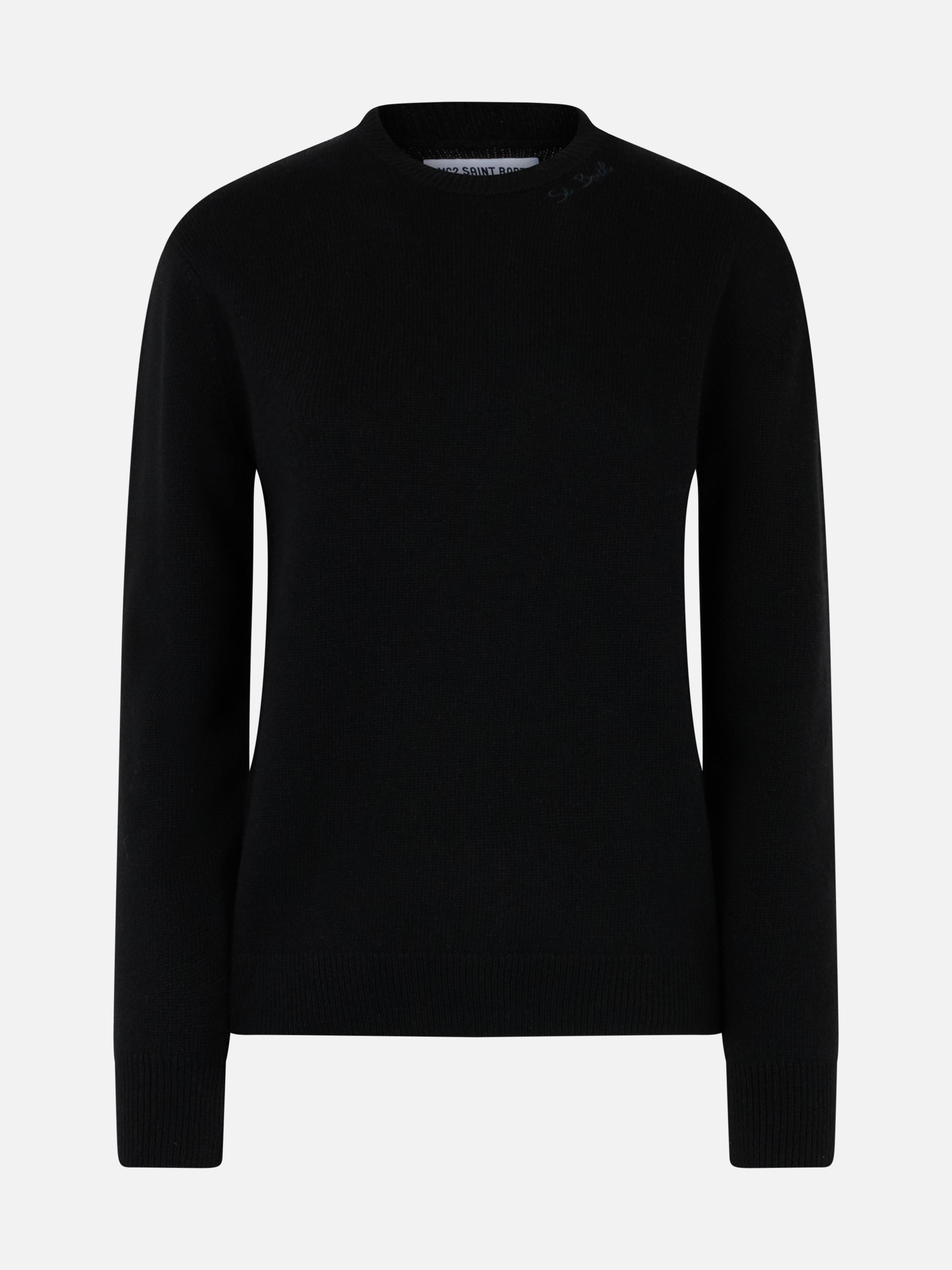 Woman black cashmere blend crewneck sweater Sorbonne - MC2 Saint Barth