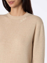 Woman blended cashmere beige  sweater Sorbonne