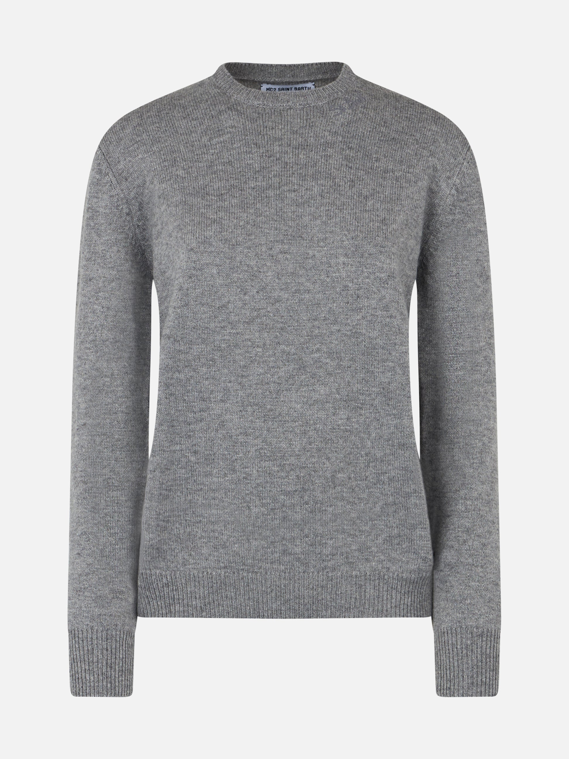 Woman mélange grey cashmere blend sweater Sorbonne - MC2 Saint Barth