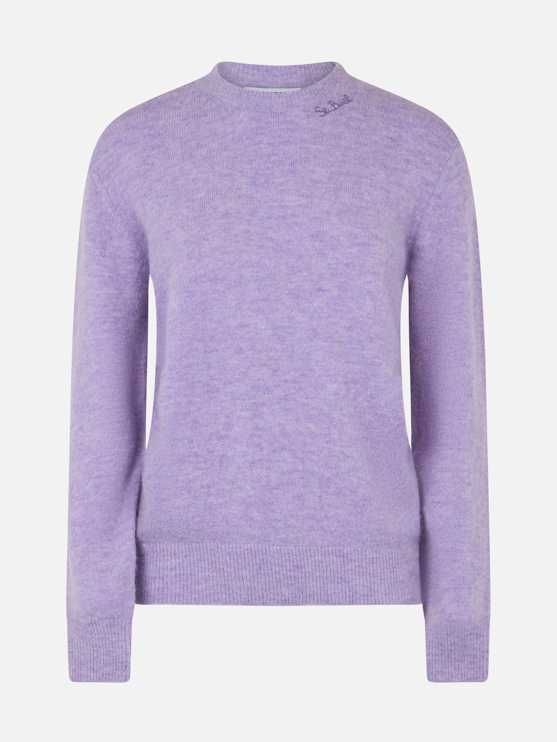 Woman stretch alpaca lilac sweater Sorbonne - MC2 Saint Barth