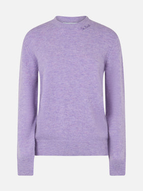 Woman stretch alpaca lilac sweater Sorbonne - MC2 Saint Barth