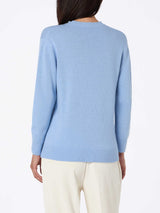 Woman blended cashmere light blue sweater Sorbonne