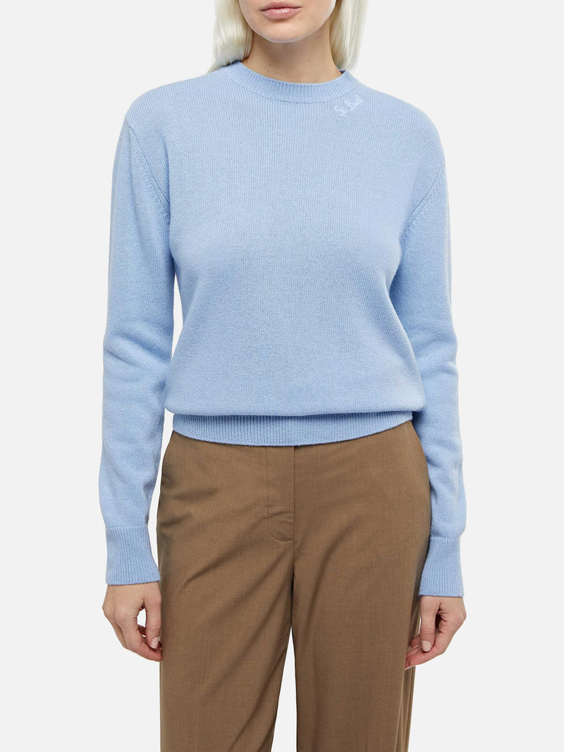 Hellblauer Pullover aus Kaschmirmischung für Damen Sorbonne