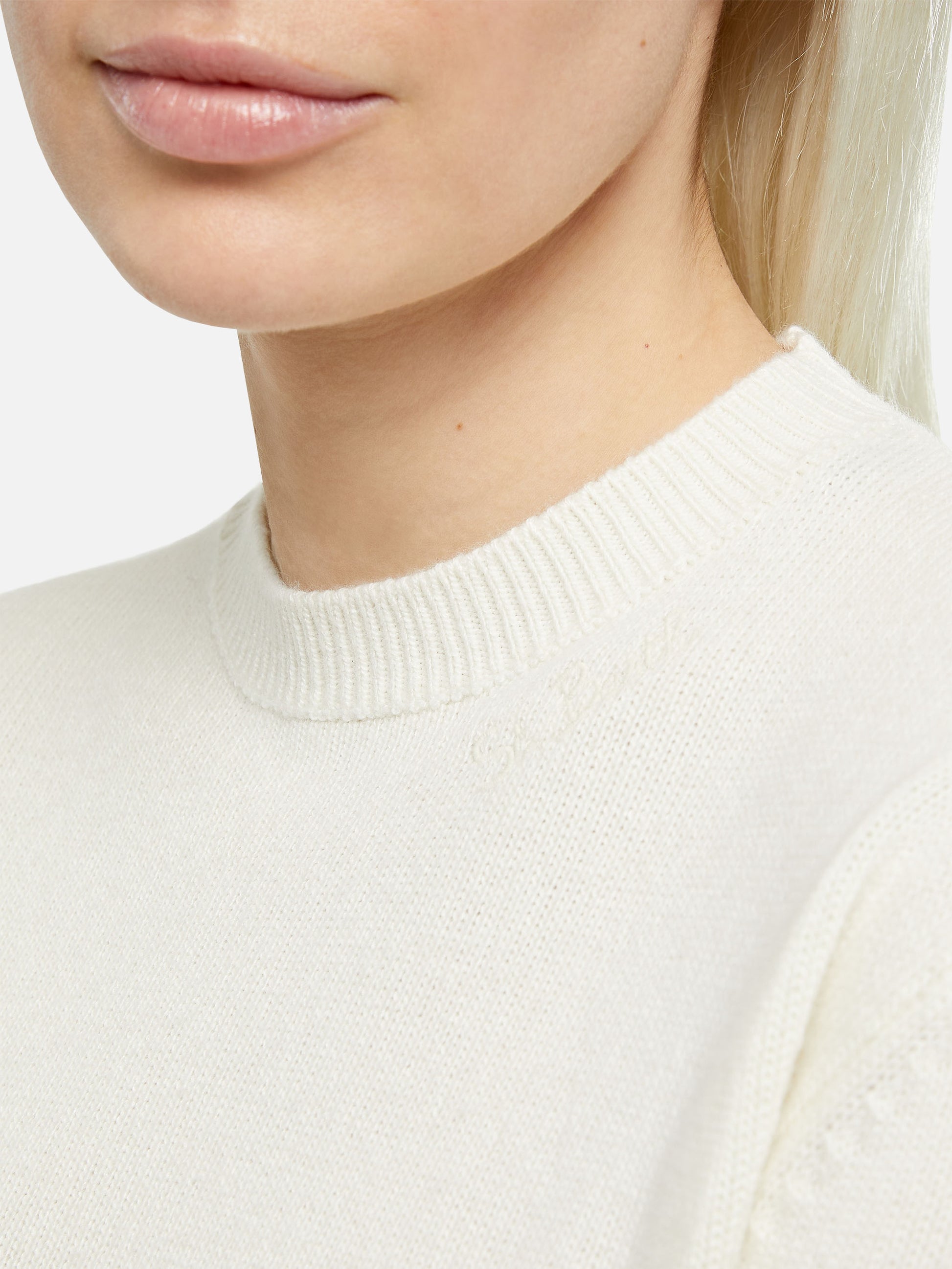Woman white crewneck cashmere blend sweater Sorbonne - MC2 Saint Barth