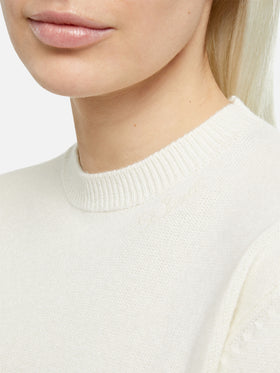 Woman white crewneck cashmere blend sweater Sorbonne - MC2 Saint Barth