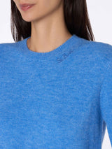 Woman stretch yarn dusty blue sweater Sorbonne