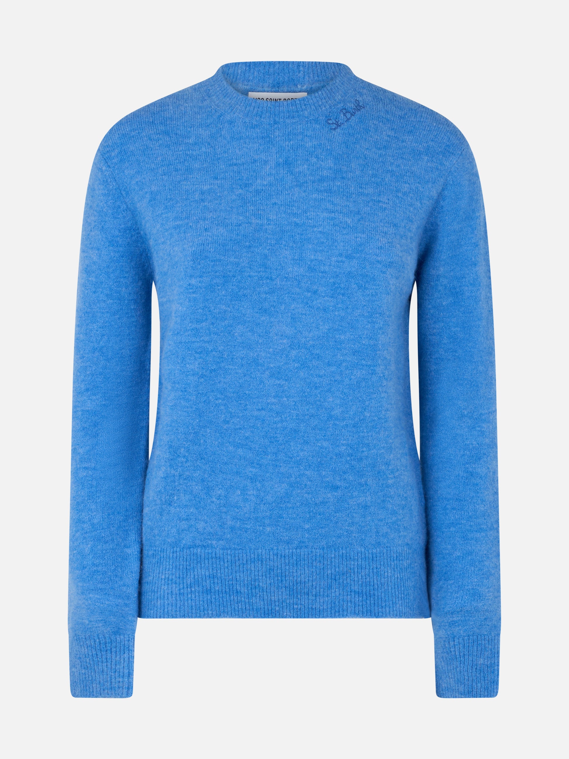 Woman stretch yarn dusty blue sweater Sorbonne - MC2 Saint Barth