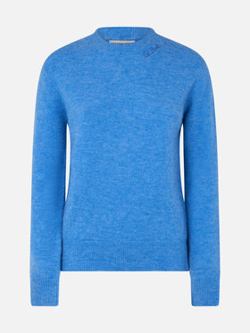 Woman stretch yarn dusty blue sweater Sorbonne - MC2 Saint Barth