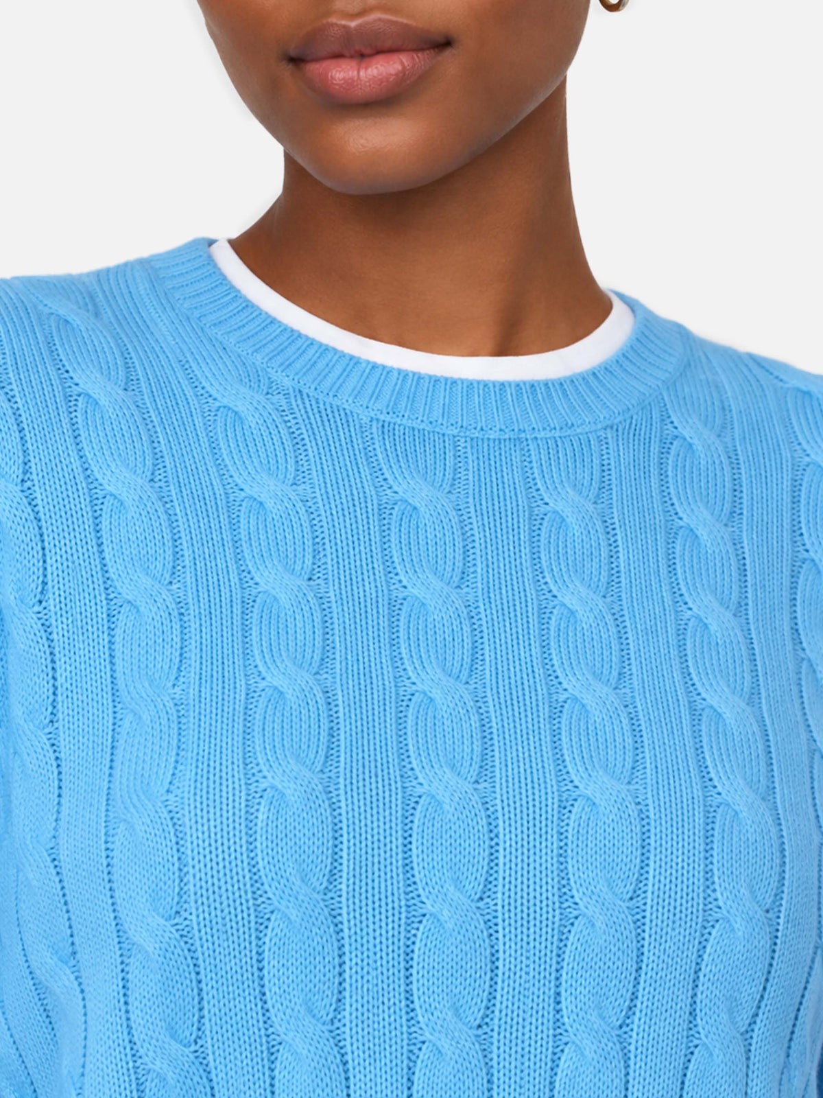 Jersey Sorbonne de mezcla de cachemira de punto trenzado en azul empolvado 