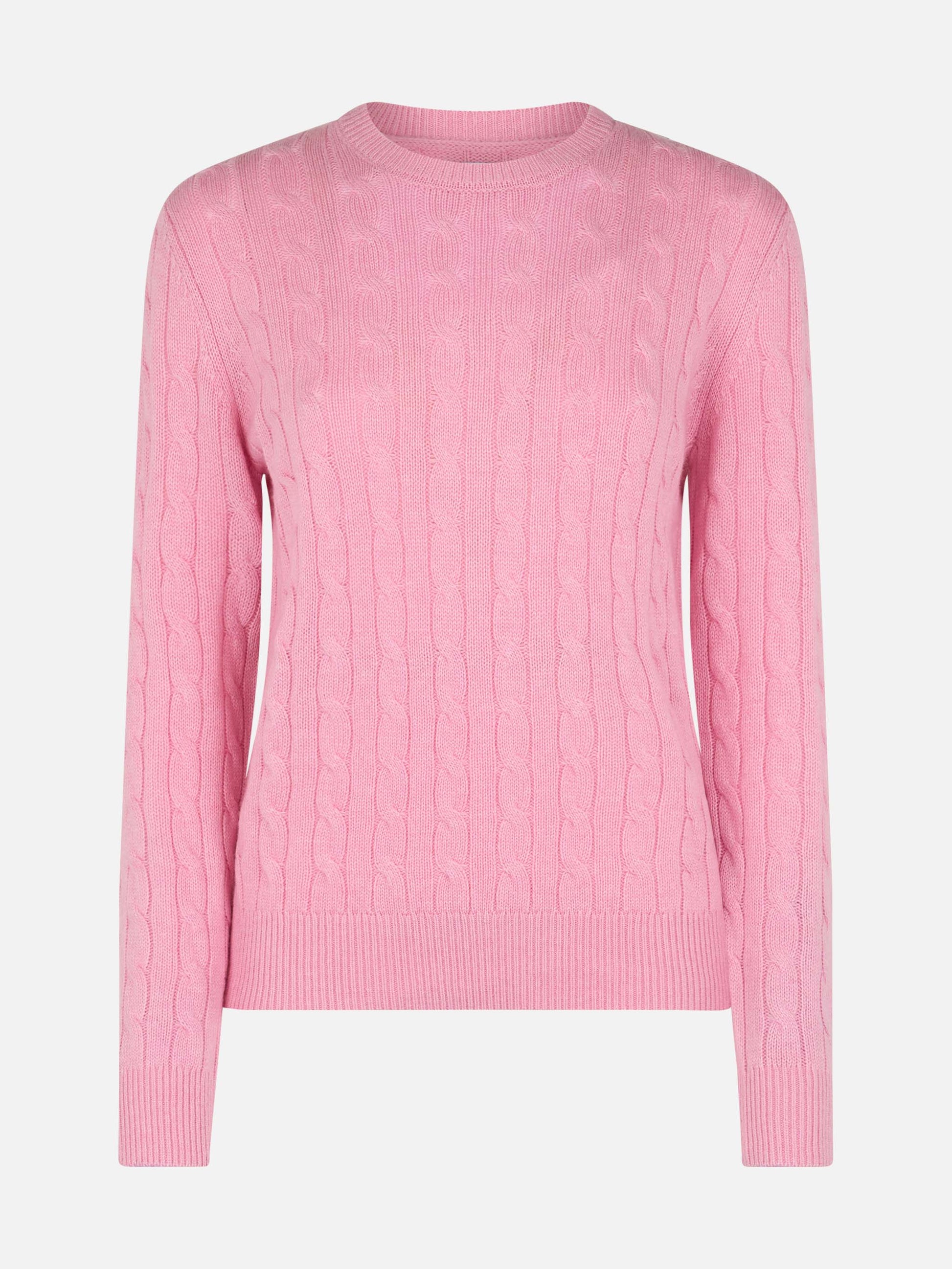 Woman cashmere blend cable knit pink sweater Sorbonne - MC2 Saint Barth