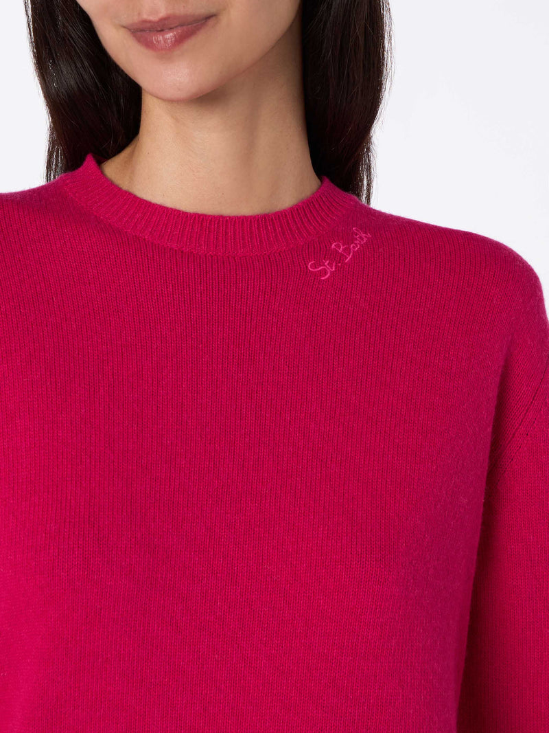 Woman blended cashmere fucsia sweater Sorbonne