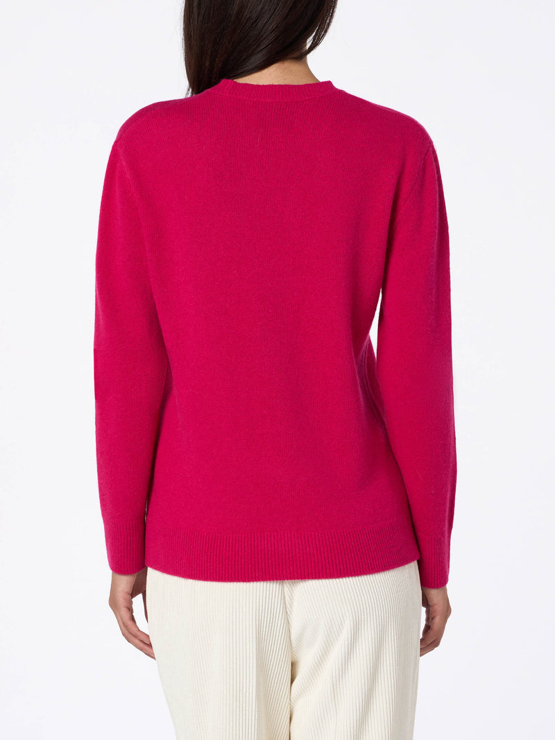 Woman blended cashmere fucsia sweater Sorbonne