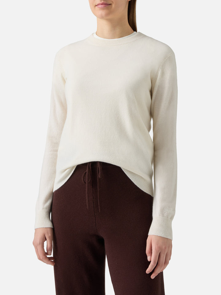 100% CASHMERE Sorbonne sweater in white