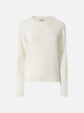 Weißer Pullover Sorbonne aus 100 % Kaschmir