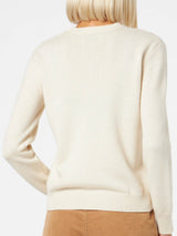 Maglione da donna in puro cashmere bianco panna Sorbonne