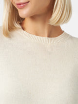 Maglione da donna in puro cashmere bianco panna Sorbonne