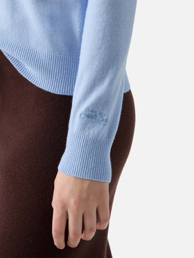 Maglione Sorbonne in 100% CASHMERE azzurro