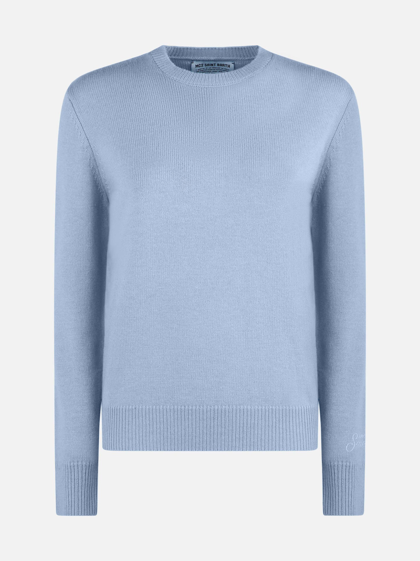 Woman light blue pure cashmere sweater Sorbonne - MC2 Saint Barth