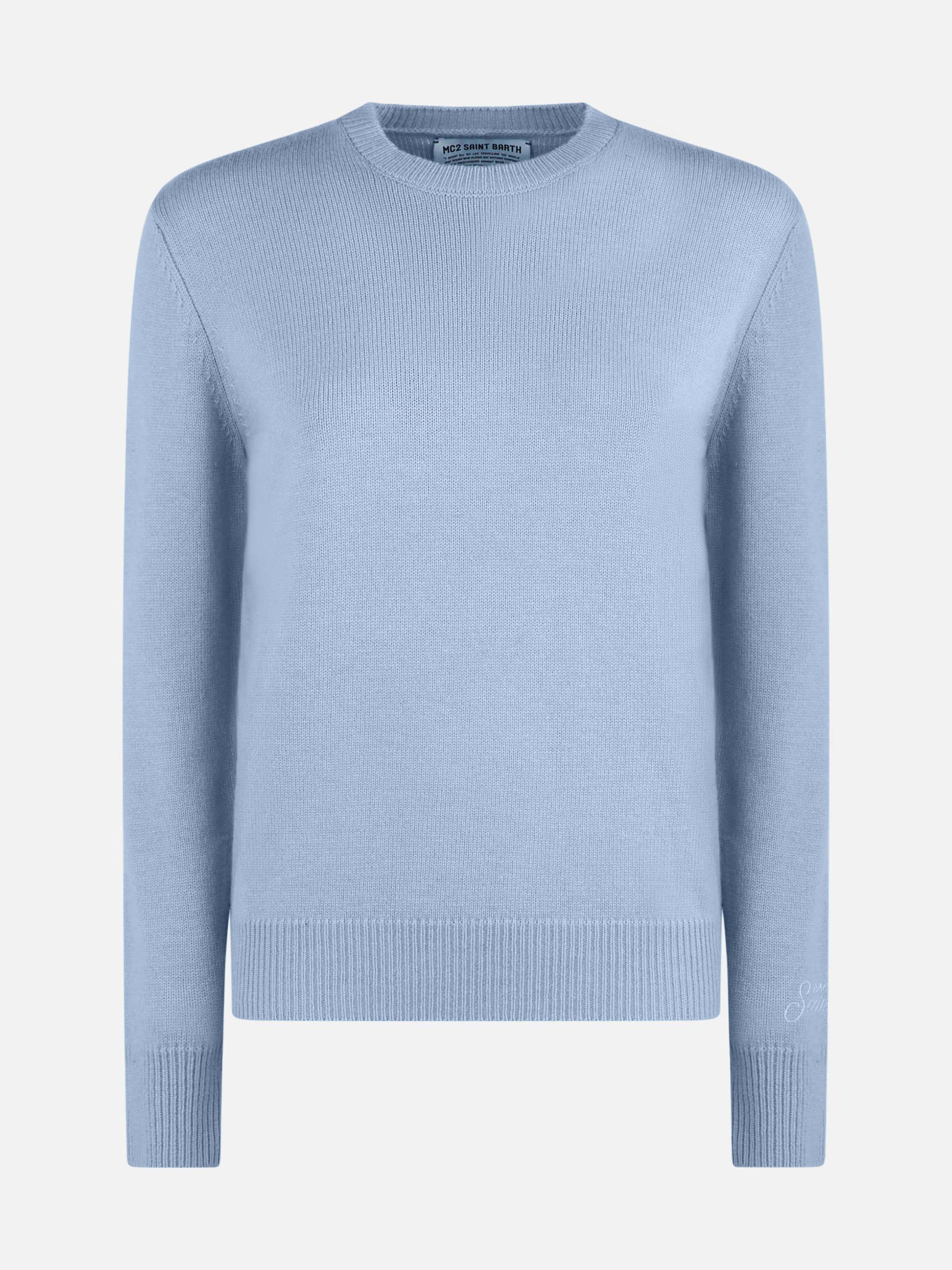 Woman light blue pure cashmere sweater Sorbonne - MC2 Saint Barth