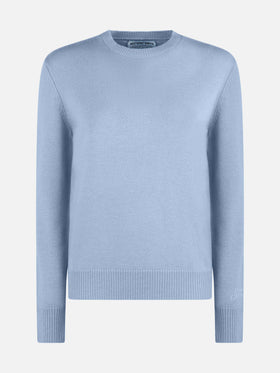 Woman light blue pure cashmere sweater Sorbonne - MC2 Saint Barth
