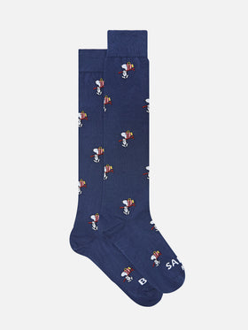Chaussettes bleu marine blue avec jacquard Snoopy ski | Special edition 