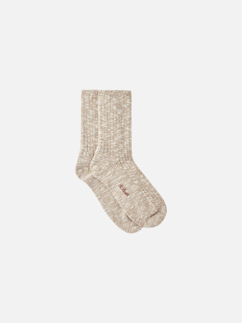 Woman beige mélange socks