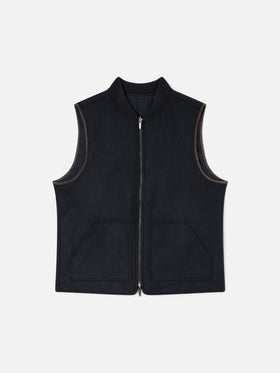 Gilet Spencer blu navy reversibile in misto lana