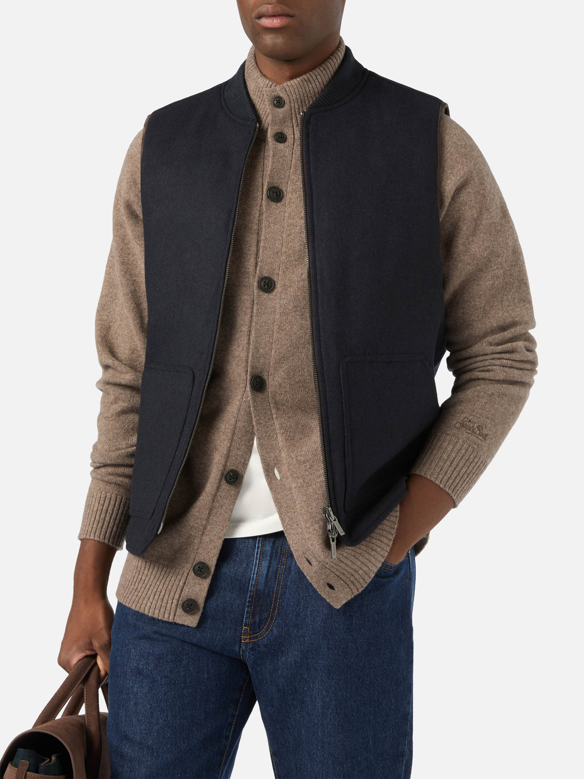 Gilet Spencer blu navy reversibile in misto lana