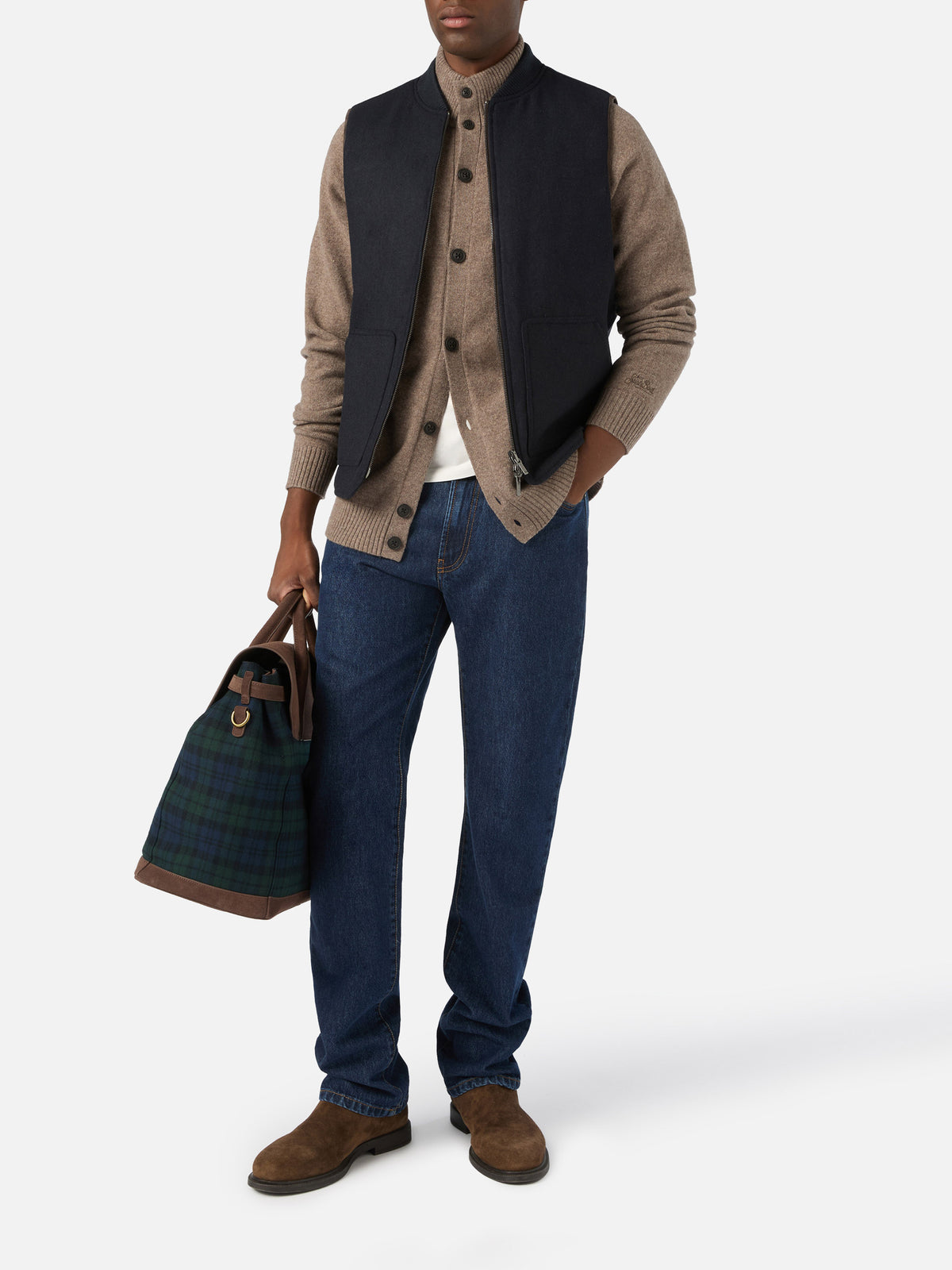 Gilet Spencer blu navy reversibile in misto lana
