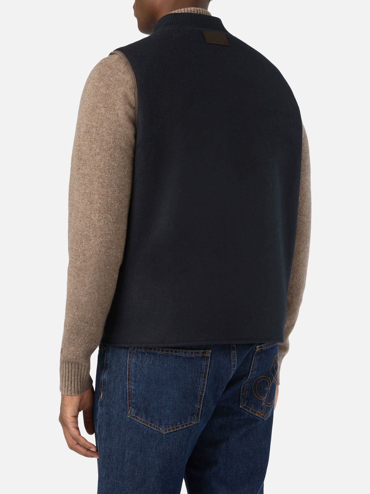 Gilet Spencer blu navy reversibile in misto lana