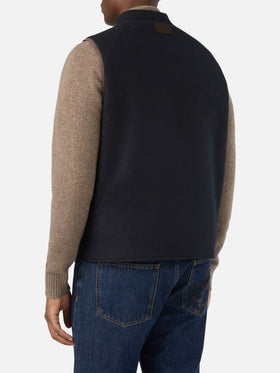 Gilet Spencer blu navy reversibile in misto lana