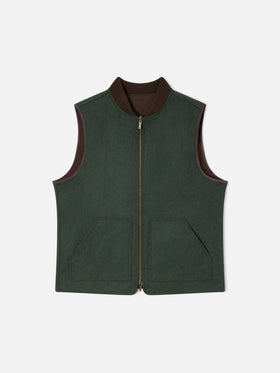 Chaleco reversible Spencer de mezcla de lana verde militar 
