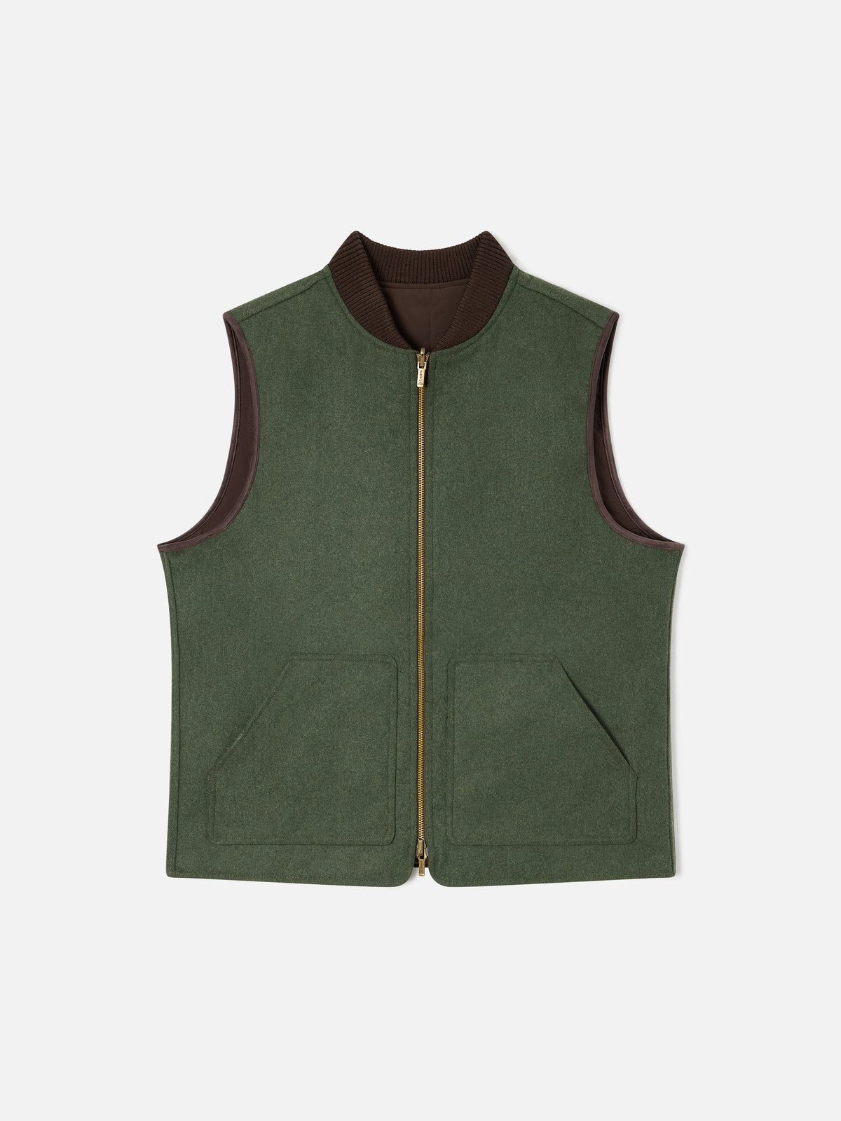 Gilet réversible Spencer en mélange de laine vert militaire 
