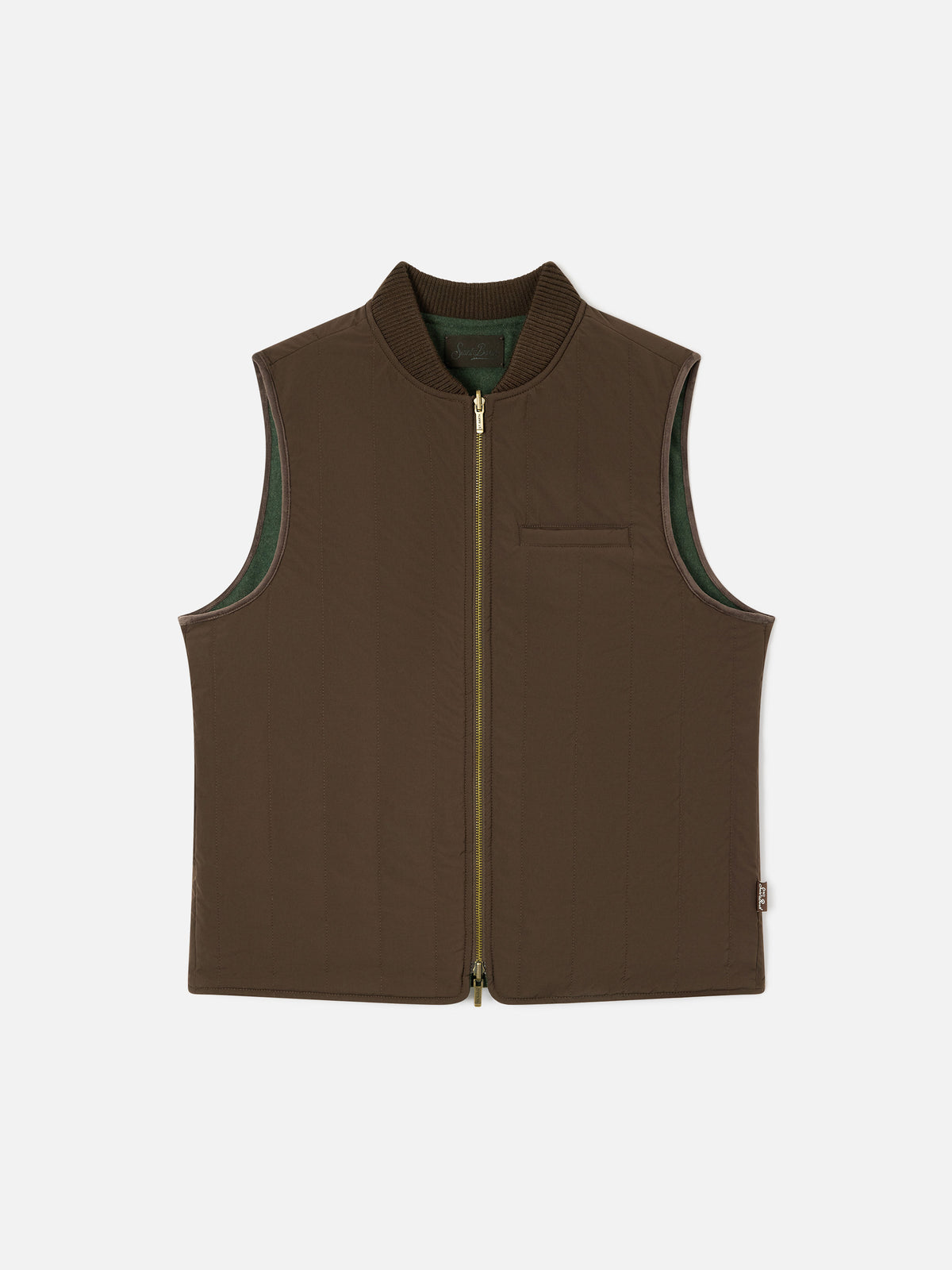 Gilet réversible Spencer en mélange de laine vert militaire 