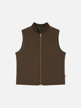 Gilet réversible Spencer en mélange de laine vert militaire 
